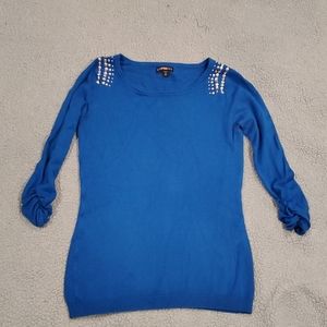 Cobalt blue Express sweater with studs